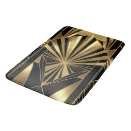 Neo Art Deco Black Gold Geometric Gatsby  Badematte