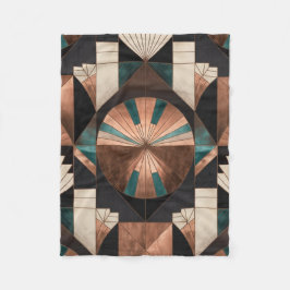 Neo Art Deco Geometric Teal Copper Gold Sunburst Fleecedecke
