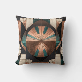 Neo Art Deco Geometric Teal Copper Gold Sunburst Kissen