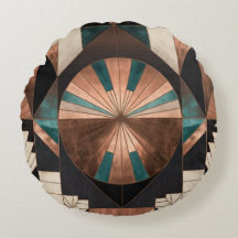 Neo Art Deco Geometric Teal Copper Gold Sunburst