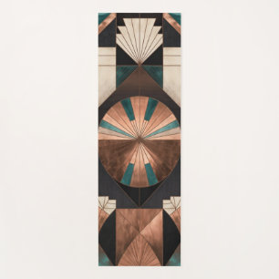 Neo-Art Deco Geometrischer Türkis-Kupfer-Gold-Sonn Yogamatte