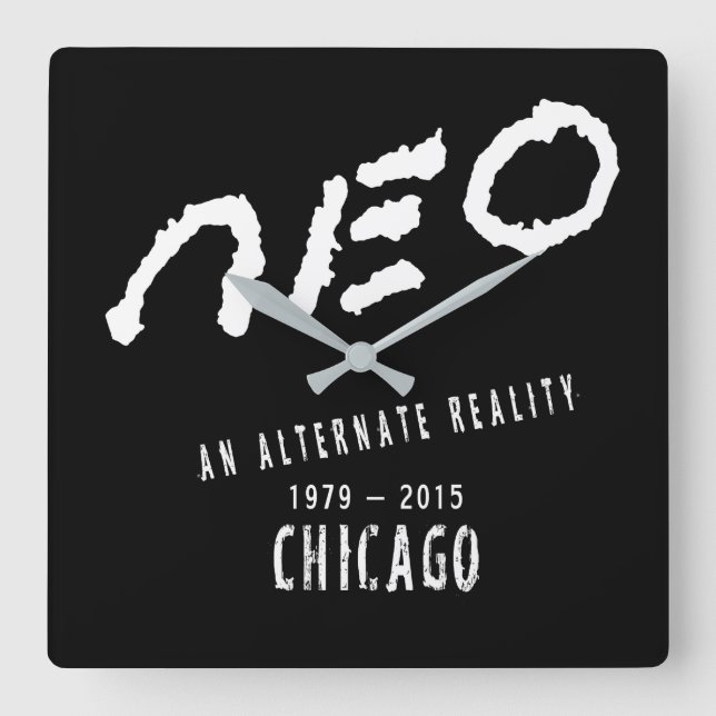 Neo Chicago - Square Clock Quadratische Wanduhr (Vorderseite)