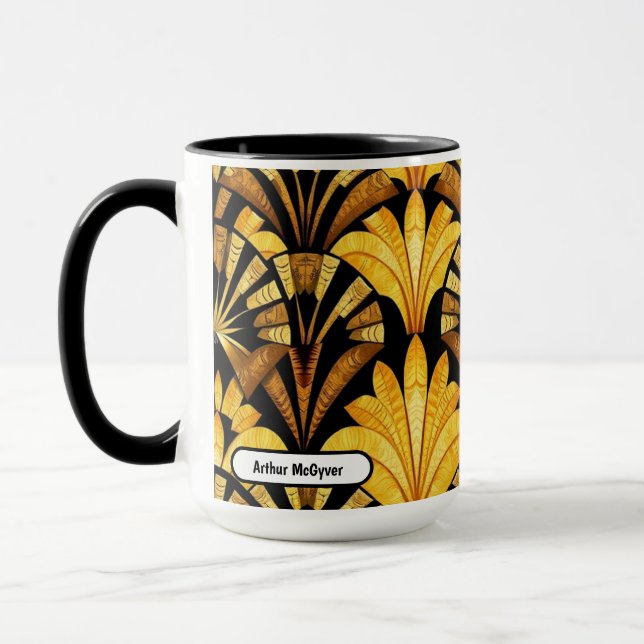 Neo Deco Gold Geometric Abstract Pattern Tasse (Links)