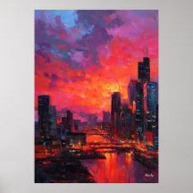 Neo-Expressionistische Bangkok-Skyline bei lebendi