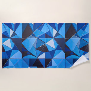 NEO GEO BLUE TRIANGLES Abstract DESIGN Strandtuch