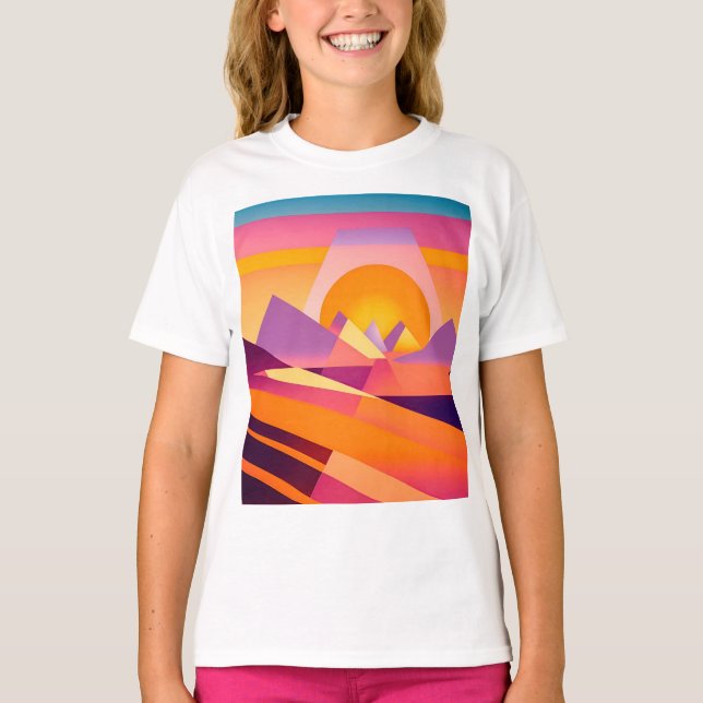 NEO GEO SUNSET LANDSCAPE T-Shirt (Vorderseite)