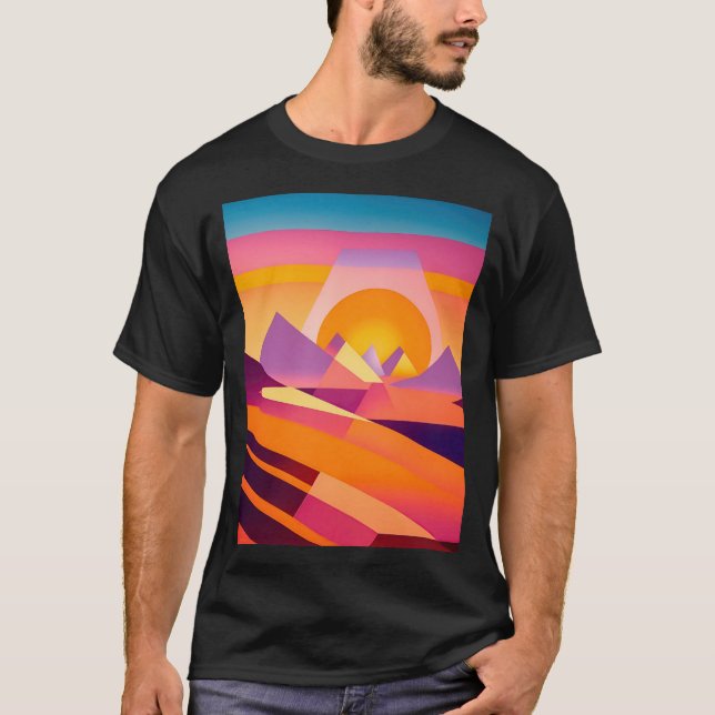 NEO GEO SUNSET LANDSCAPE T-Shirt (Vorderseite)