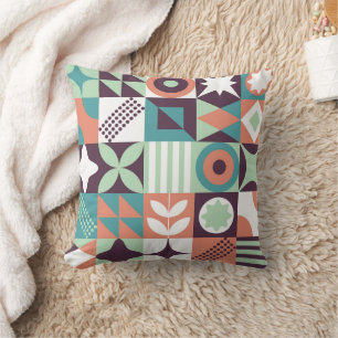 Neo-geometrischer Bauhaus-Stil Memphis Braun Grün Kissen