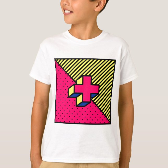 Neo Memphis Cross /Plus Signing Motif T-Shirt (Vorderseite)