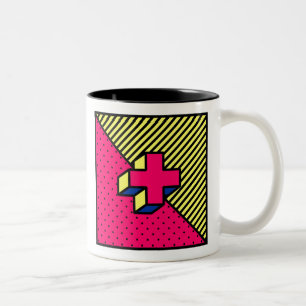 Neo-Memphis-Patch - Cross/Plus-Zeichen Zweifarbige Tasse