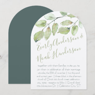 Neo Mint Greenery Typografy Hochzeit im Herbst Einladung