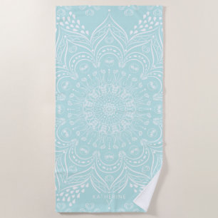 Neo Mint Mandala Elegantes Boho Muster Vorlage Strandtuch