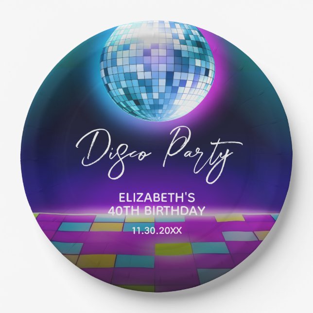Neo Retro Disco Party Dance Pappteller (Vorderseite)
