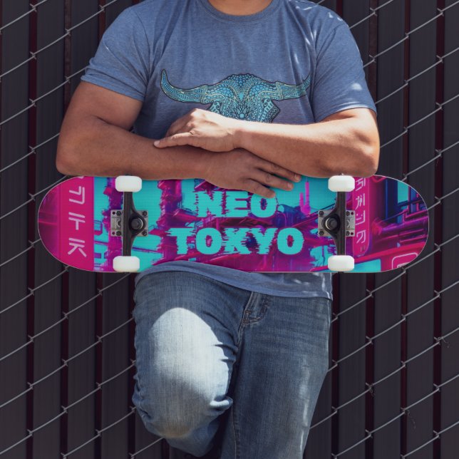 Neo-Tokio Cyberpunk Auto Synthwave Straße Skateboard (Außenbereich 3)