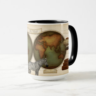 Neo-Viktorianischer Weltreiseratlas Illustriert Tasse