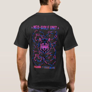 Neo Wolf Unit Shirt – Neon Cyberpunk Wolf Grafik 