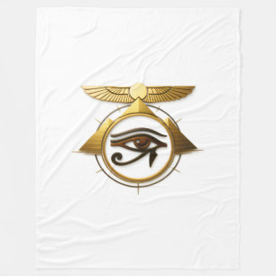 NeoAnkh 3D Golden Auge des Horus & geflügelte Sonn Fleecedecke
