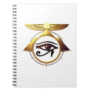 NeoAnkh 3D Golden Auge des Horus & geflügelte Sonn Notizblock