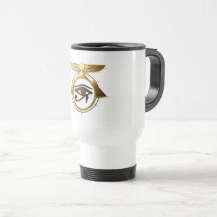 NeoAnkh 3D Golden Auge des Horus geflügelte Sonnen Reisebecher