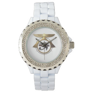 NeoAnkh 3D Golden Horusauge & geflügelte Sonnensch Armbanduhr