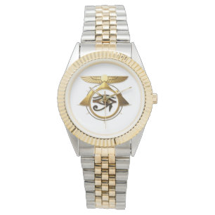 NeoAnkh 3D Golden Horusauge & geflügelte Sonnensch Armbanduhr