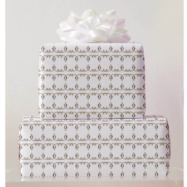 Neoklassische goldene Zierlilie-Muster Hochzeit Geschenkpapier (Von Creator hochgeladen)