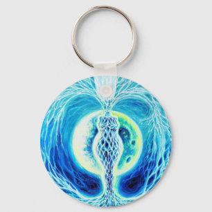 Neolithische Göttin mit Mond Schlüsselanhänger