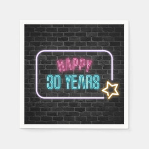 Neon 30. Geburtstag Marquee auf Brick Napkins Serviette