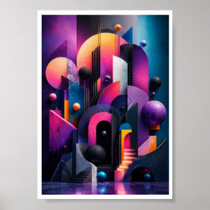 Neon-3D-Geometrie-Abstrakte Wand Poster