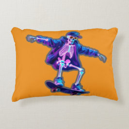 Neon 3D Skeleton Skateboarding – Funny Streetwear Dekokissen