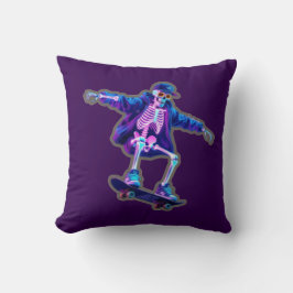 Neon 3D Skeleton Skateboarding – Funny Streetwear Kissen