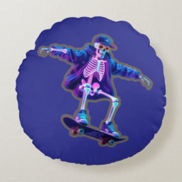Neon 3D Skeleton Skateboarding – Funny Streetwear Rundes Kissen