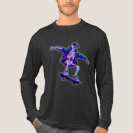 Neon 3D Skeleton Skateboarding – Funny Streetwear Tri-Blend Shirt