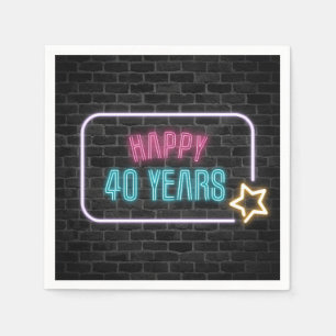 Neon 40. Geburtstagsmarquee auf Brick Serviette