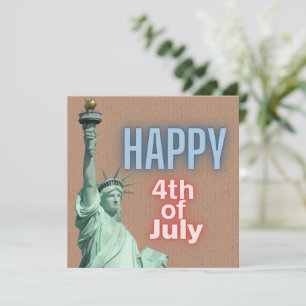 Neon 4. Juli Freiheitsstatue Flat Card