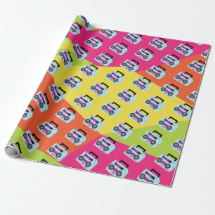 Neon 80er 90er Throwback-Musik-Verpackungspapier Geschenkpapier