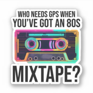 Neon '80er Cassette Tape: Embrace the Retro Vibes Aufkleber