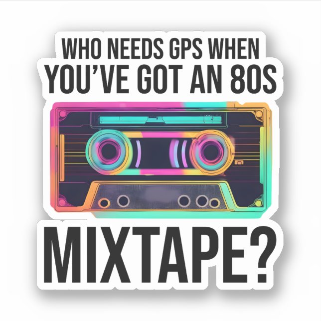 Neon '80er Cassette Tape: Embrace the Retro Vibes Aufkleber (Vorderseite)