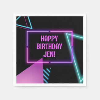 Neon 80er Party Editable Napkins 80er Themenparty Serviette