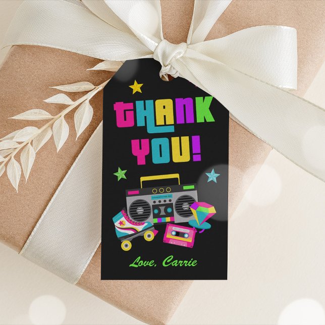 Neon 80's Birthday Party Fvor Tag Geschenkanhänger (80's Birthday Party Favor Tag)