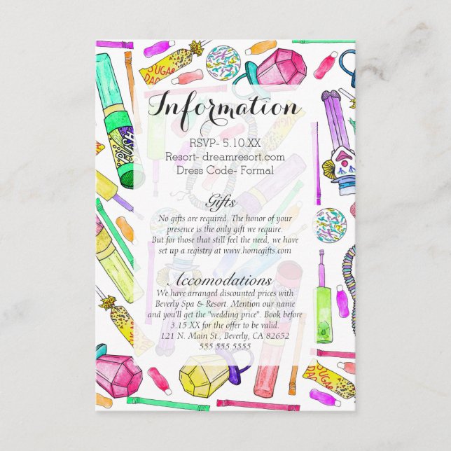 Neon 80's Retro Funny Candy Pattern Begleitkarte (Vorderseite)