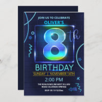 Neon 8e anniversaire Invitation