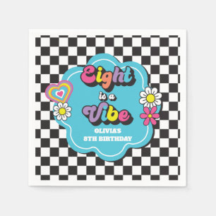 Neon 90er Retro Eight ist eine Stimmung 8. Geburts Serviette