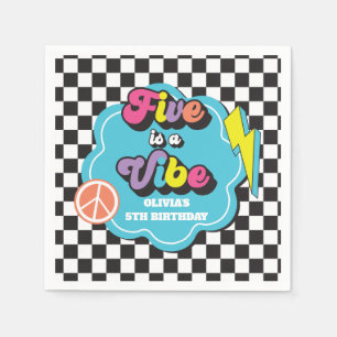Neon 90er Retro Five ist eine Stimmung 5. Geburtst Serviette