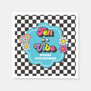 Neon 90er Retro Ten ist eine Stimmung 10. Geburtst Serviette