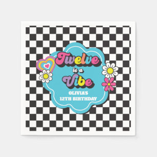 Neon 90er Retro Twelve ist eine Stimmung 12. Gebur Serviette