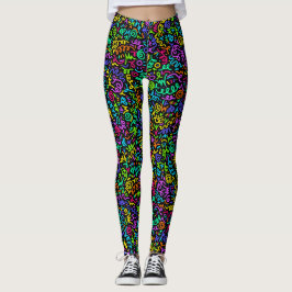 Neon 90er Squiggle Scribbles Nahtloses Muster Leggings