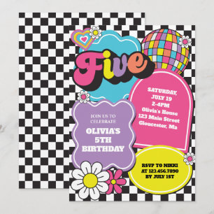 Neon 90s Retro 5. Geburtstag Einladung