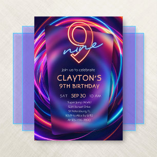 Neon 9e anniversaire Invitation