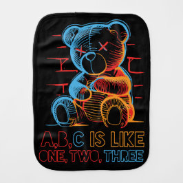 Neon ABC Teddy Bear Baby Spucktuch